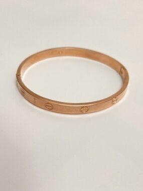 ROSE GOLD tone flathead screw motif hinge bangle bracelet, good for stacking